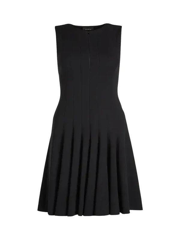 Sleeveless Zip-Front Seamed A-Line Dress