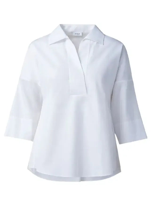 Kimono-Sleeve Split-Neck Blouse