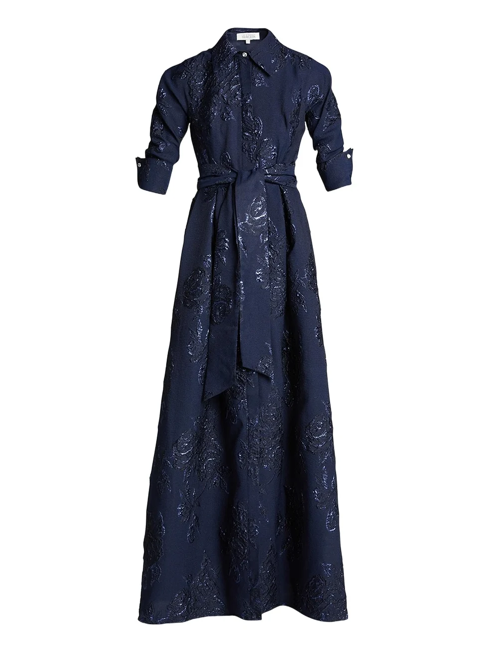 Belted Jacquard Shirtdress Gown Belted Jacquard Shirtdress Gown