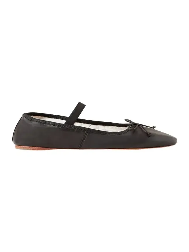 Leonie Lambskin Bow Ballerina Flats