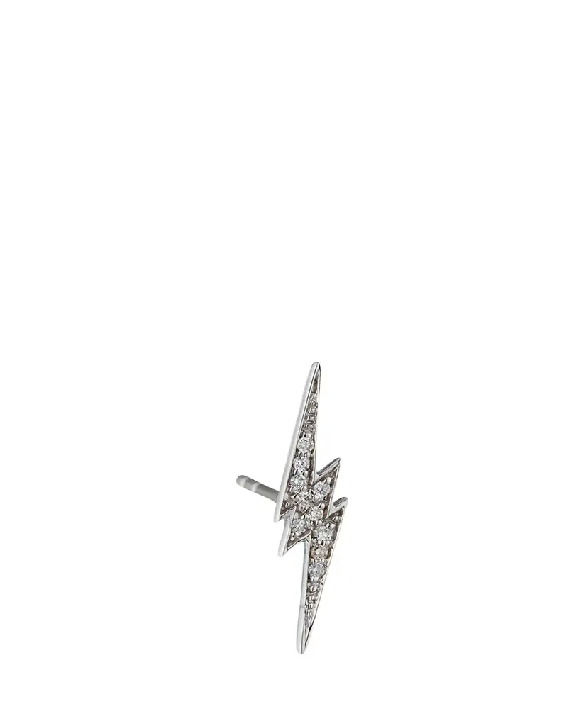 Sydney Evan 14k White Gold Diamond Lightning Bolt Stud Earring, Single | Image 1 Sydney Evan 14k White Gold Diamond Lightning Bolt Stud Earring, Single | Image 1