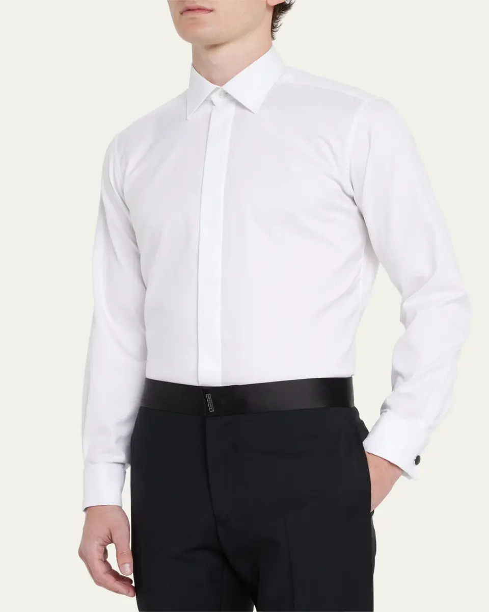 Charvet Men's Slim Fit Covered Placket Dress Shirt | Thumbnail 4 Charvet Men's Slim Fit Covered Placket Dress Shirt | Thumbnail 4