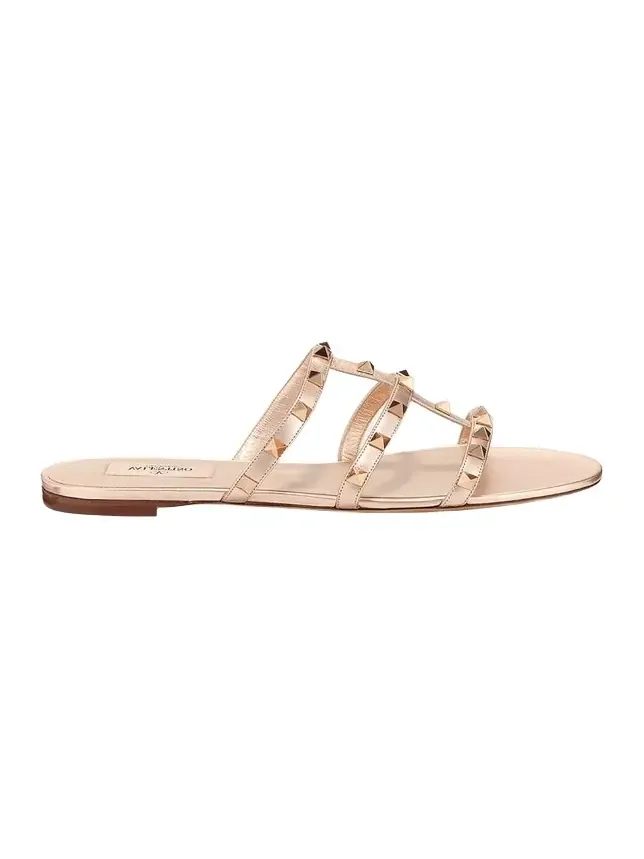 Rockstud Metallic City Flat Slide Sandals