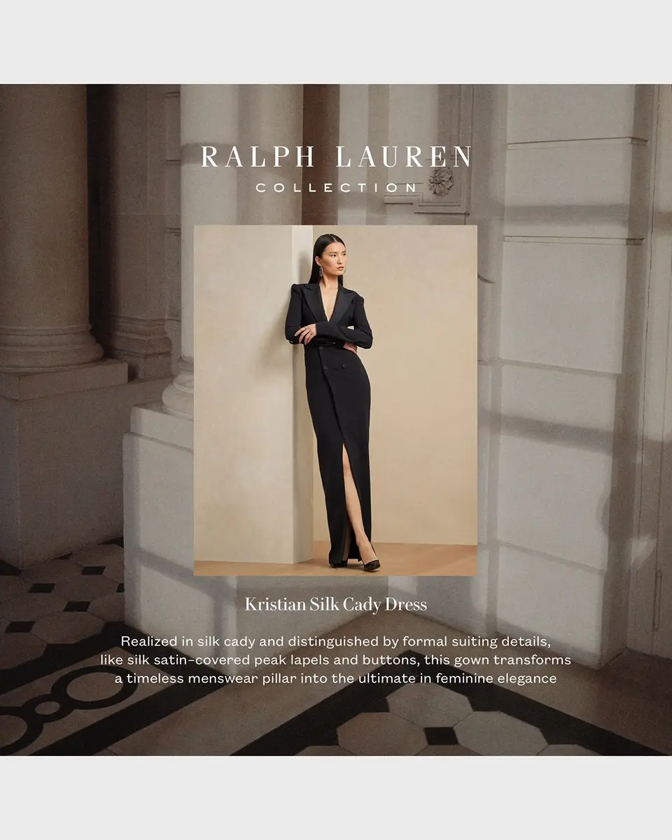Ralph Lauren Collection Kristian Silk Tuxedo Dress | Thumbnail 6