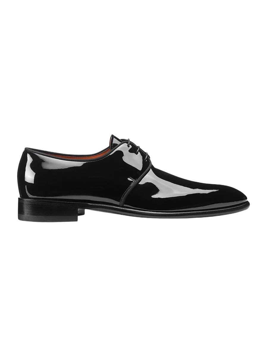 Men's Patent Leather Grosgrain-Trim Derby Shoes Men's Patent Leather Grosgrain-Trim Derby Shoes