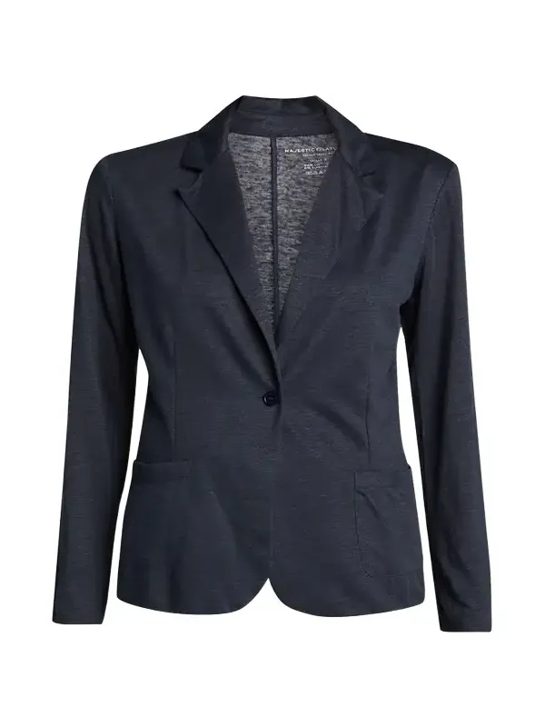 Stretch Linen One-Button Blazer