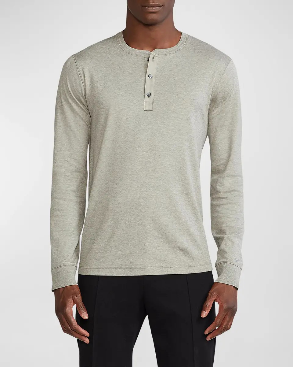 Ralph Lauren Purple Label Men's Long-Sleeve Henley Shirt | Thumbnail 3