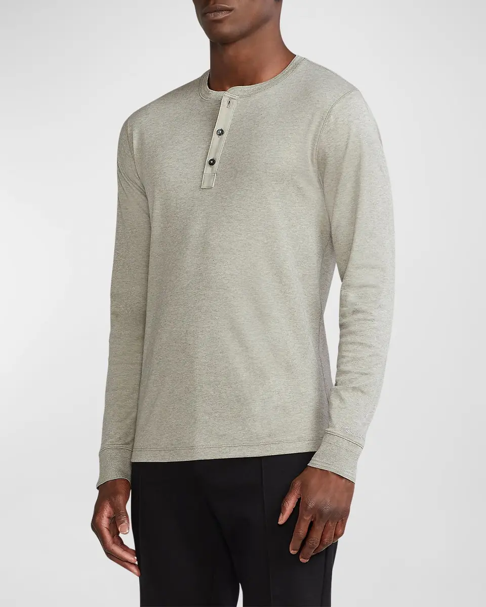 Ralph Lauren Purple Label Men's Long-Sleeve Henley Shirt | Thumbnail 5