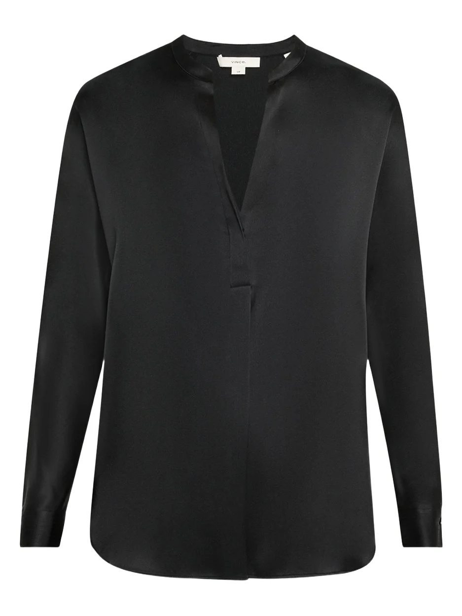 Silk Band-Collar Blouse Silk Band-Collar Blouse