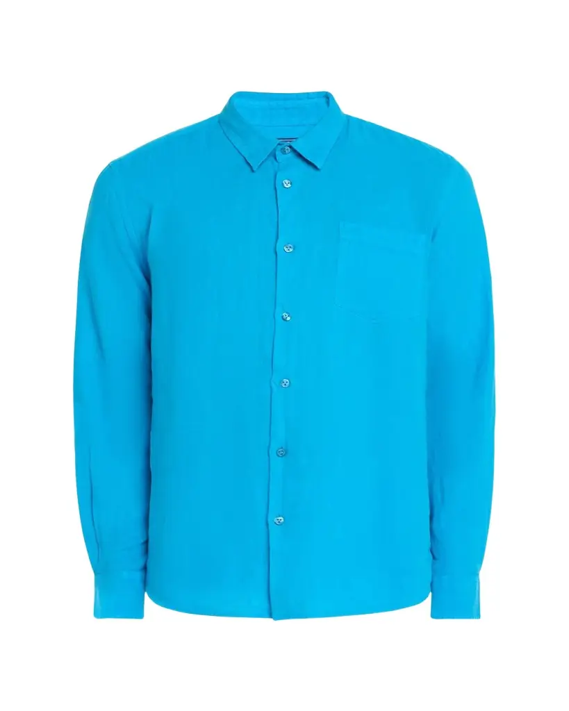 Vilebrequin Men's Caroubis Solid Linen Sport Shirt | Image 1 Vilebrequin Men's Caroubis Solid Linen Sport Shirt | Image 1