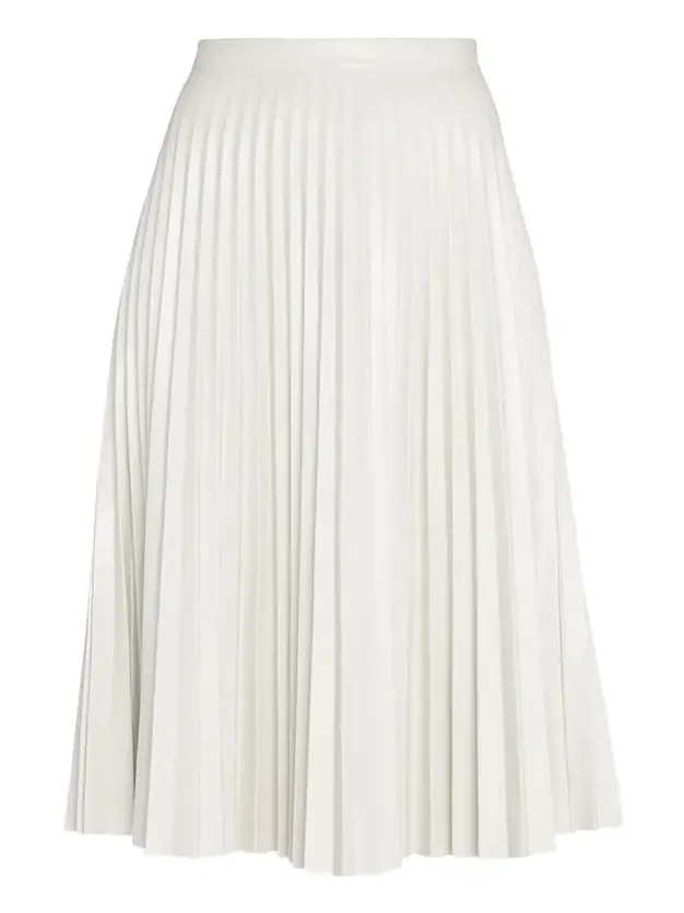 Pleated Vegan Leather Midi Skirt