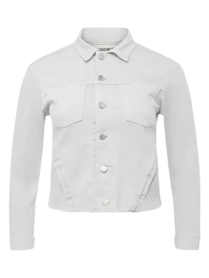 Janelle Slim Cropped Jean Jacket with Raw Hem