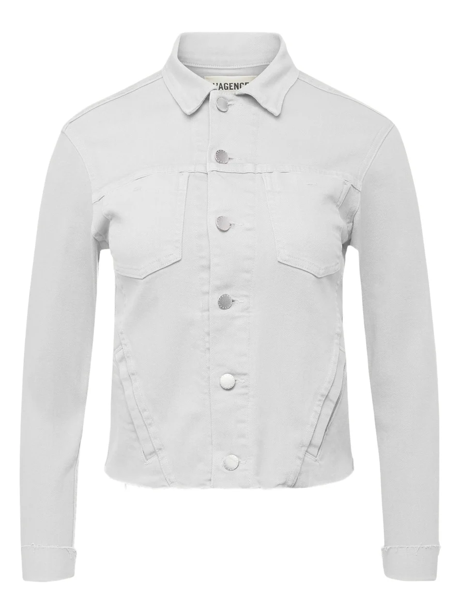 L'Agence Janelle Slim Cropped Jean Jacket with Raw Hem