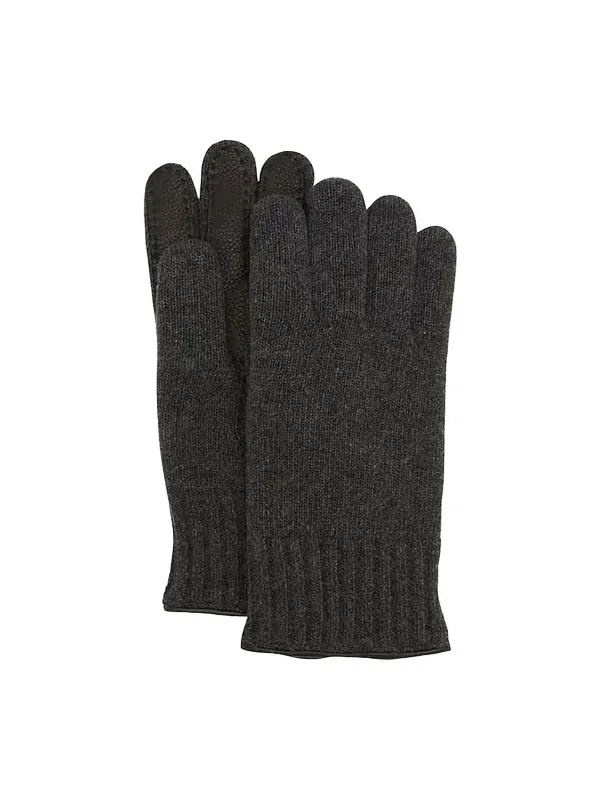 Bergdorf Goodman Men's Cashmere Jersey Gloves w/ Deerskin Palms