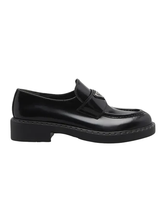 Leather Triangle Logo Loafers Leather Triangle Logo Loafers