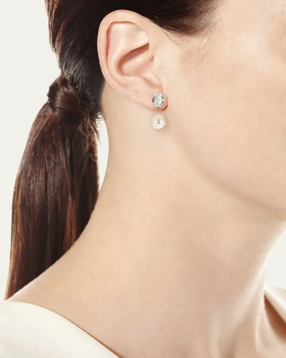 Jennifer Behr Tunis Crystal-Pearl Drop Earrings | Thumbnail 2
