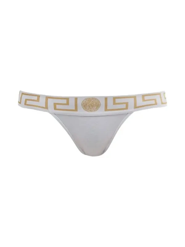 Greca-Border Stretch Cotton Thong