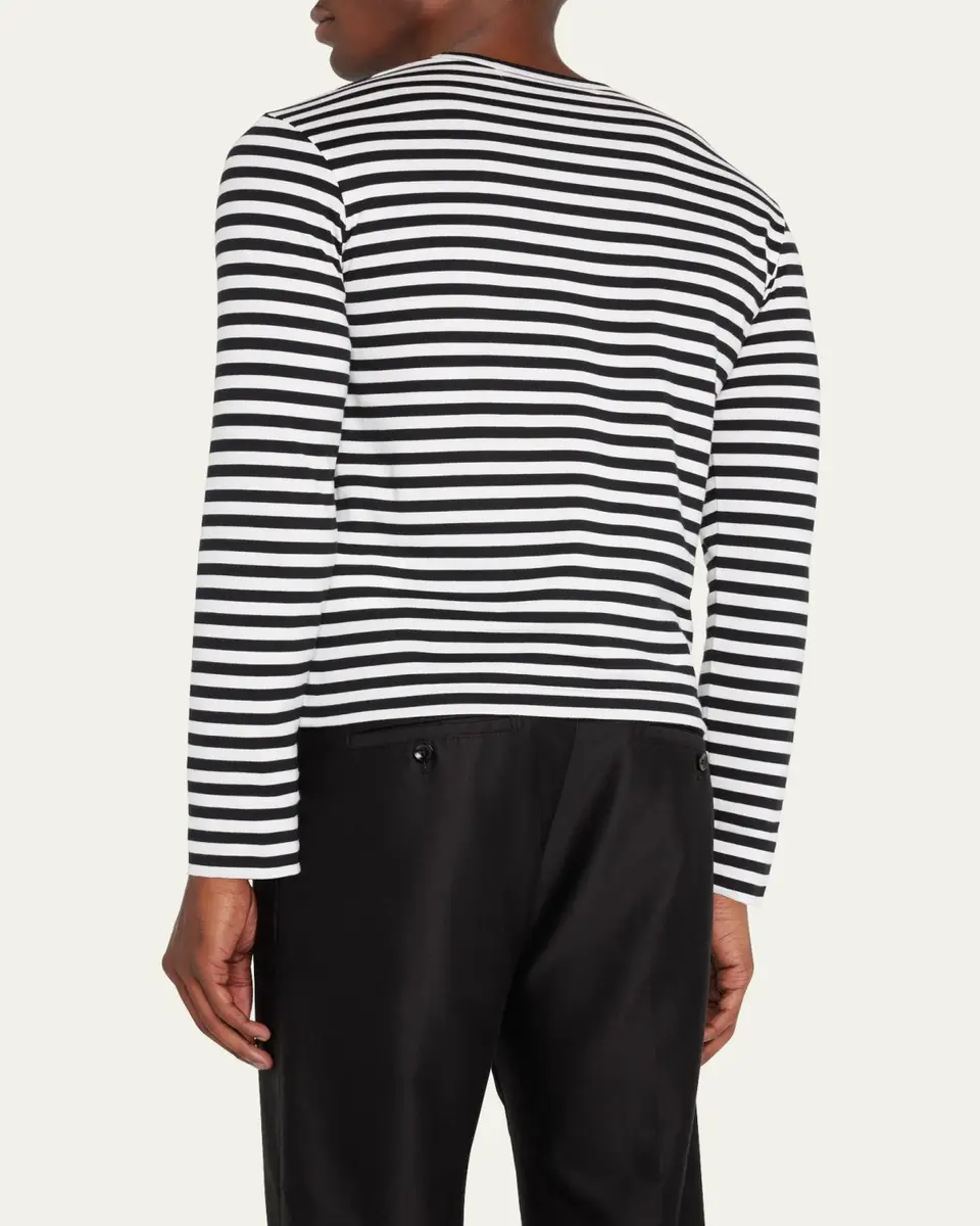 Comme des Garçons Men's Striped T-Shirt with Small Heart | Thumbnail 3