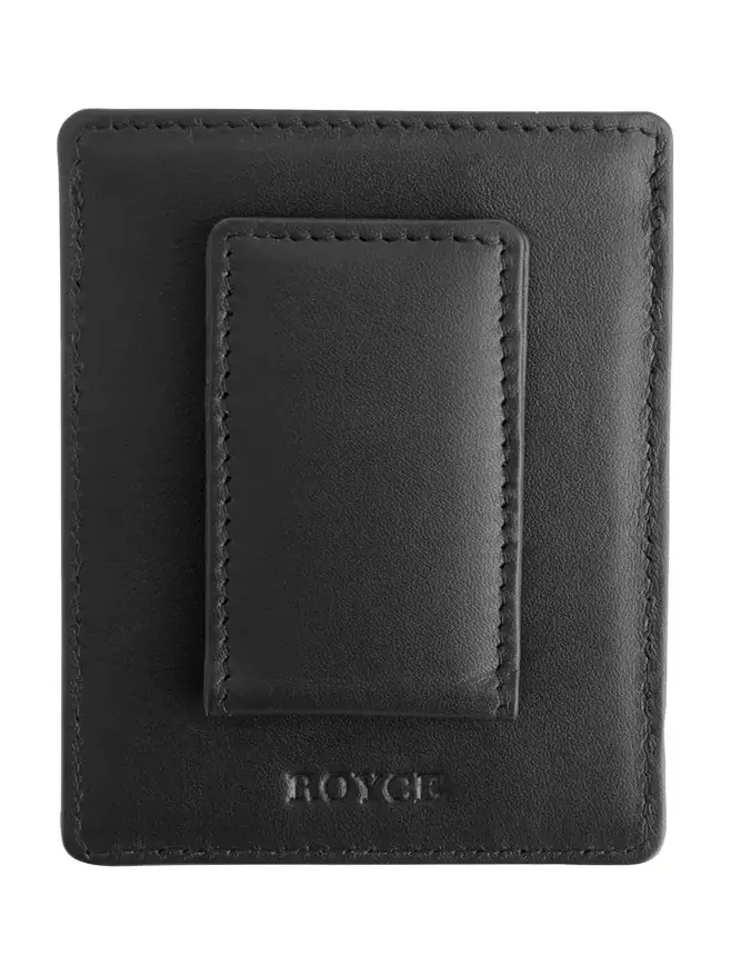 Monogrammed Leather Magnetic Money Clip Wallet, Personalized