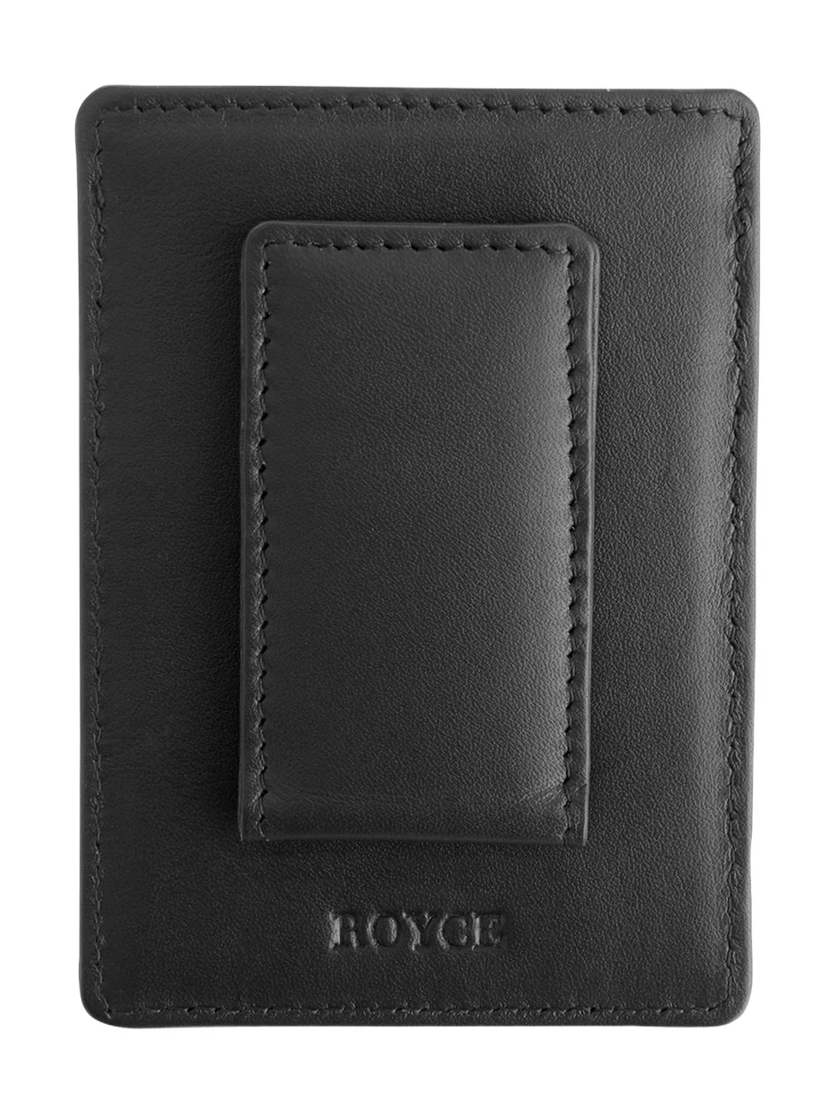 Royce New York Monogrammed Leather Magnetic Money Clip Wallet, Personalized