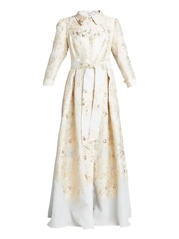 Metallic Brocade Shirtdress Gown Metallic Brocade Shirtdress Gown