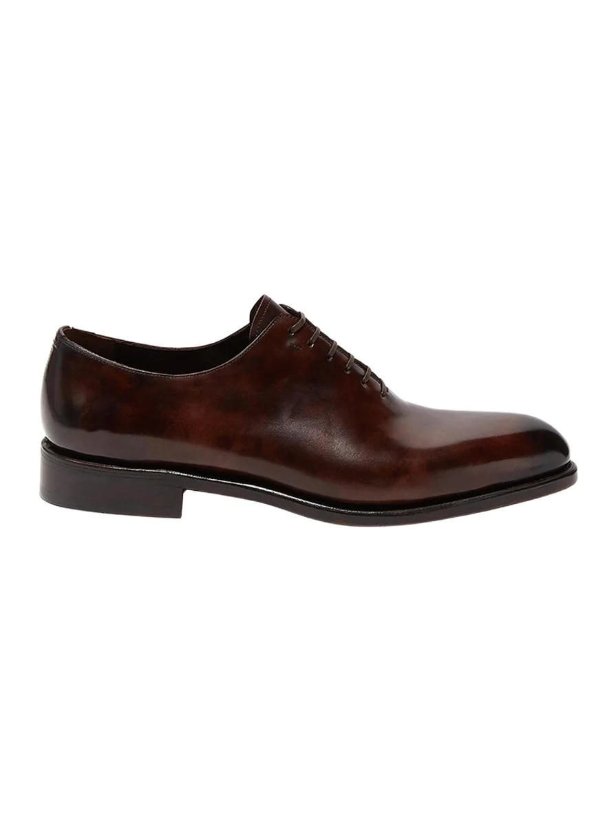 Men's Angiolo Tramezza Whole-Cut Leather Lace-Up Shoes
