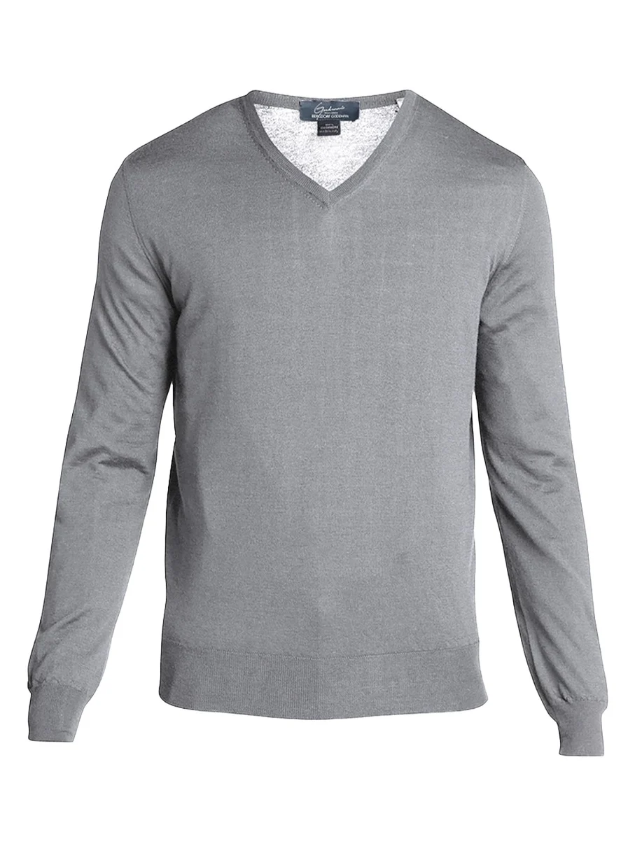 Men's Solid Cashmere V-Neck Sweater