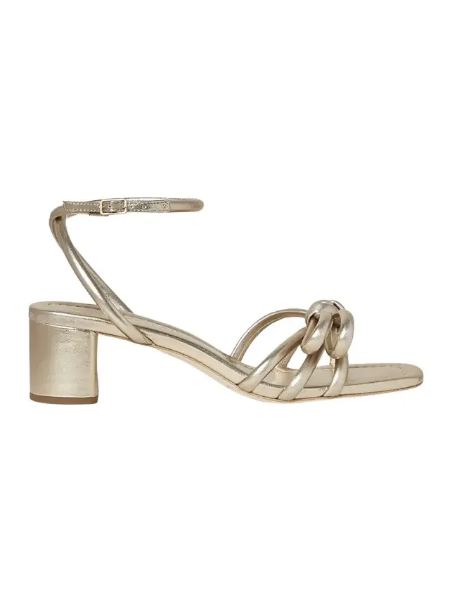 Mikel Metallic Bow Ankle-Strap Sandals