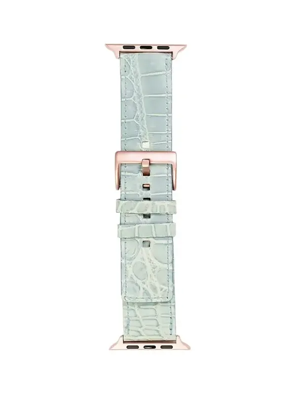 Abas Men's Apple Watch Alligator Watch Strap, Rose Gold Finish