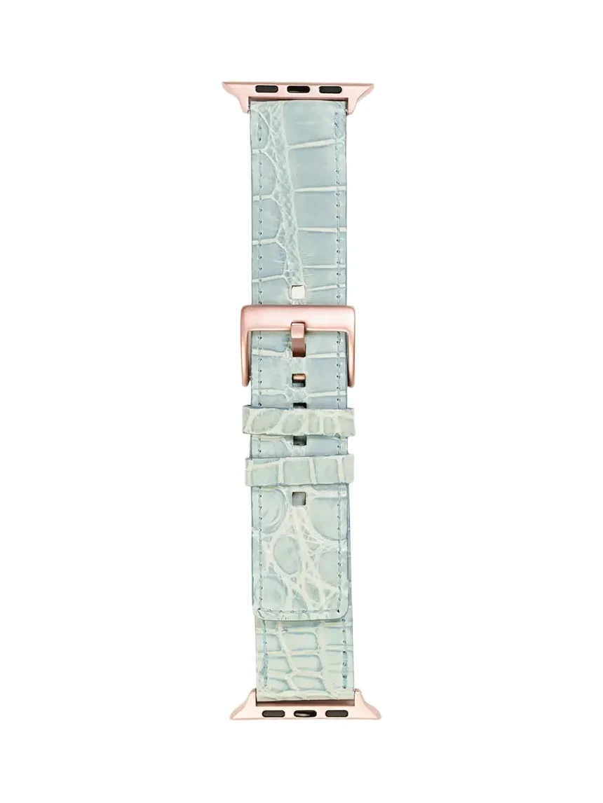 Abas Men's Apple Watch Alligator Watch Strap, Rose Gold Finish