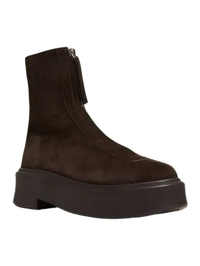 Suede Zip Moto Booties