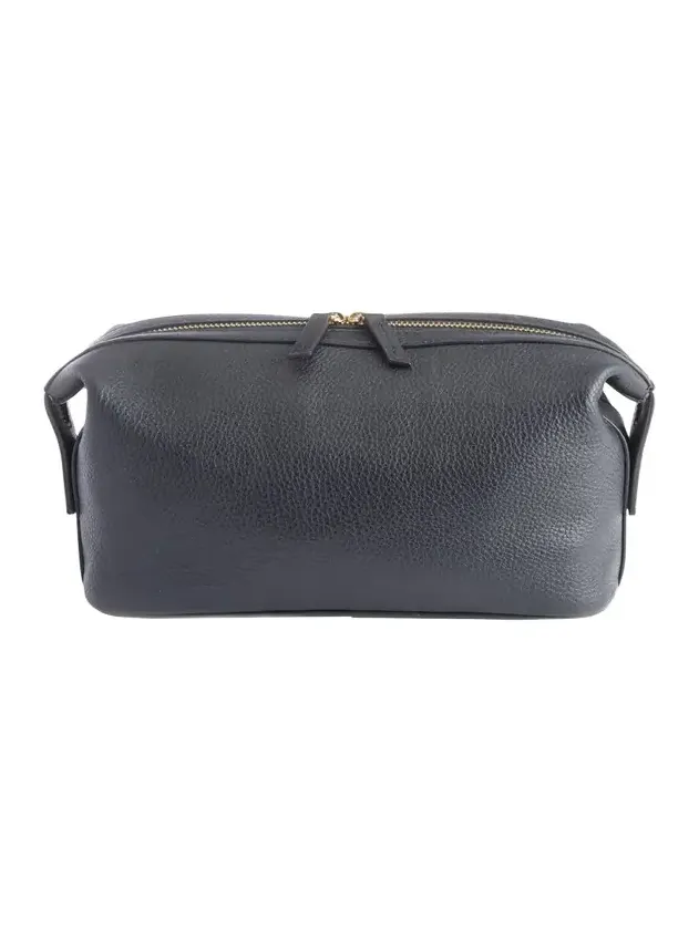 Monogrammed Large Leather Toiletry Bag, Personalized