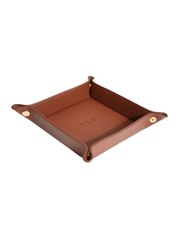 Royce New York Monogrammed Leather Catchall Valet Tray, Personalized