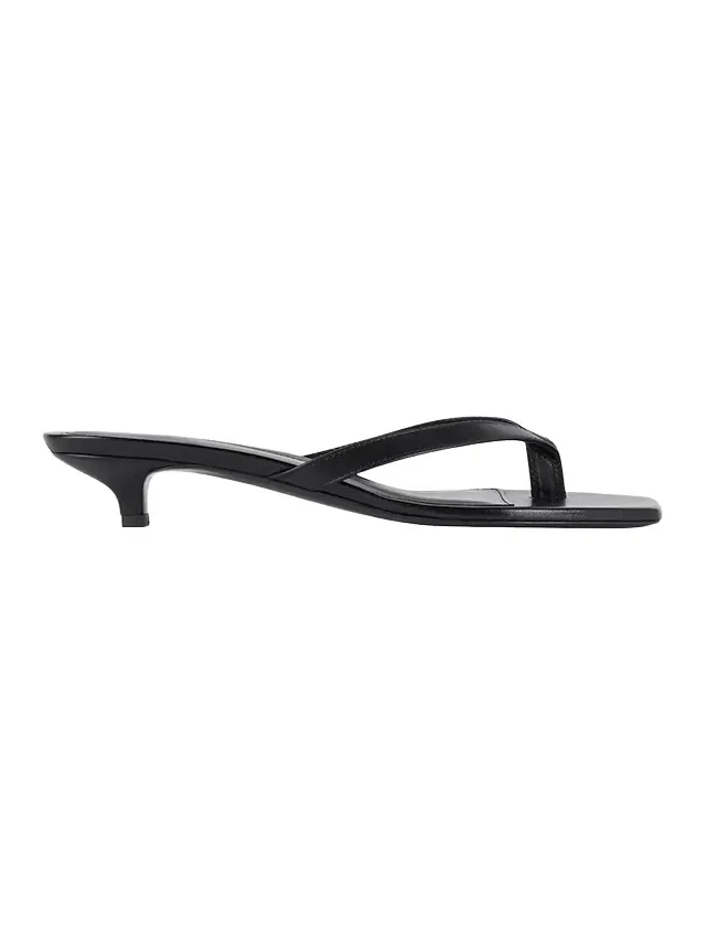 Thong Leather Kitten-Heel Mules Thong Leather Kitten-Heel Mules