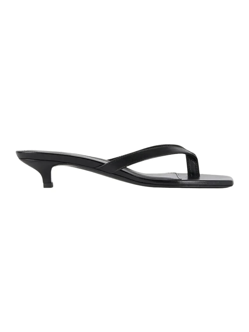 Thong Leather Kitten-Heel Mules Thong Leather Kitten-Heel Mules