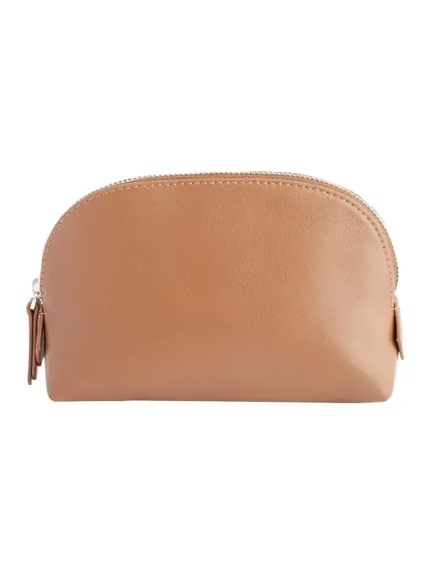 Monogrammed Compact Leather Cosmetic Bag, Personalized