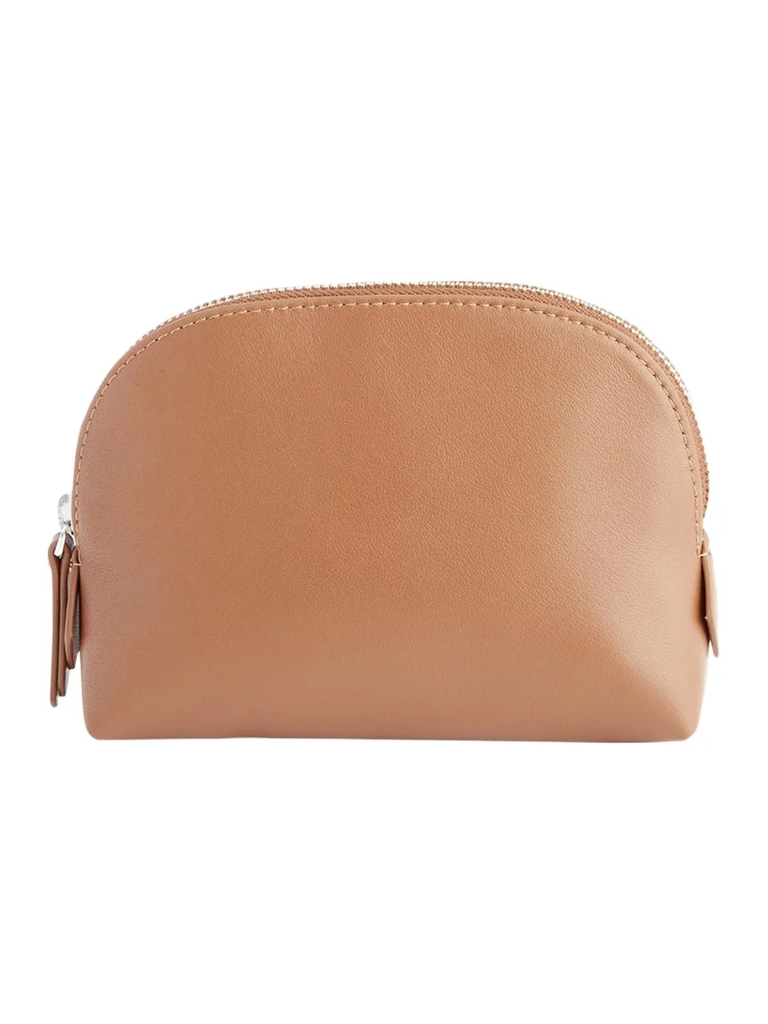 Monogrammed Compact Leather Cosmetic Bag, Personalized Monogrammed Compact Leather Cosmetic Bag, Personalized