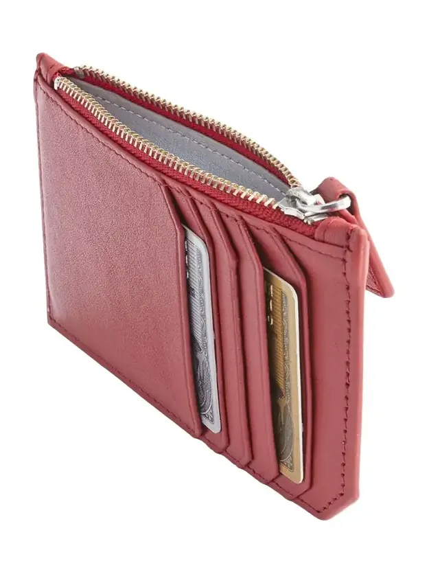 Royce New York Monogrammed Zippered Leather Credit Card Case, Personalized