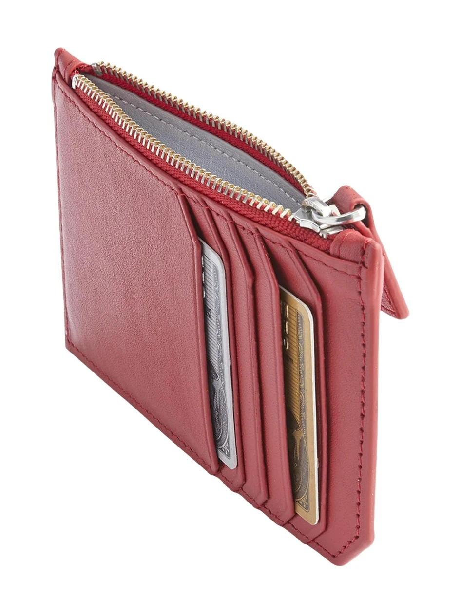 Monogrammed Zippered Leather Credit Card Case, Personalized Monogrammed Zippered Leather Credit Card Case, Personalized