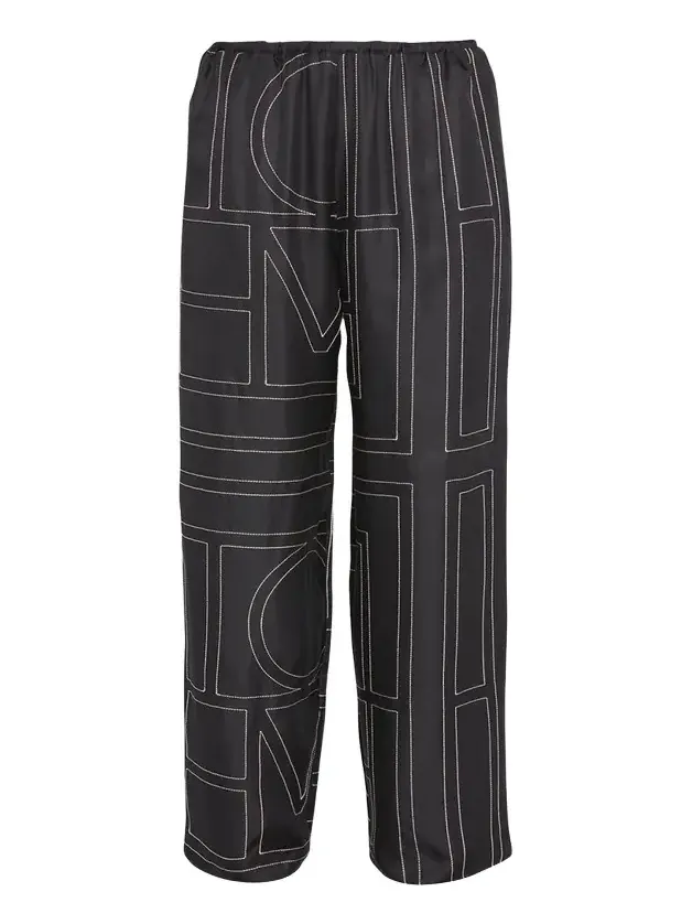 Monogram-Embroidered Silk Pajama Pants Monogram-Embroidered Silk Pajama Pants