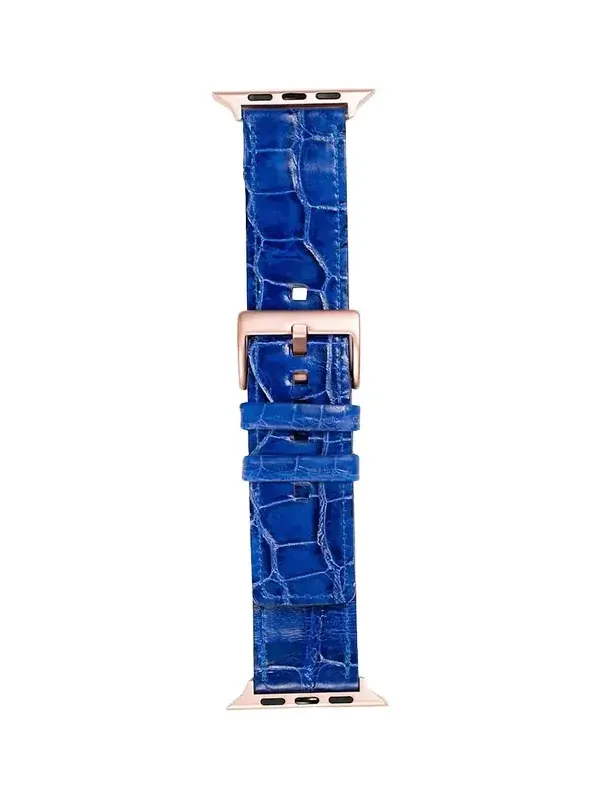 Abas Men's Apple Watch Alligator Watch Strap, Rose Gold Finish