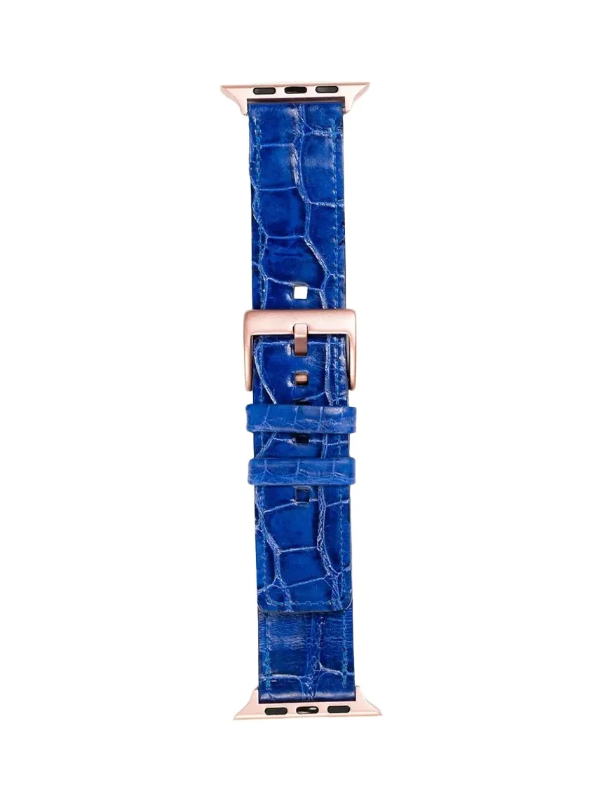 Abas Men's Apple Watch Alligator Watch Strap, Rose Gold Finish