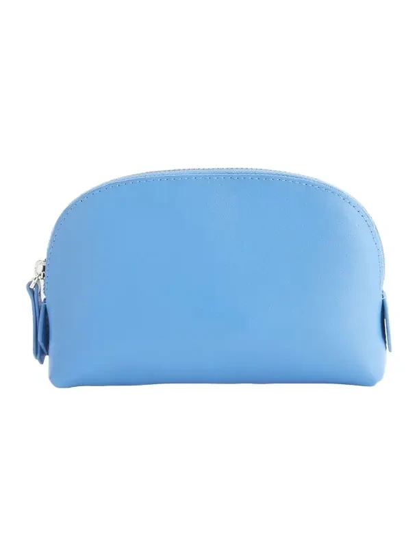 Monogrammed Compact Leather Cosmetic Bag, Personalized