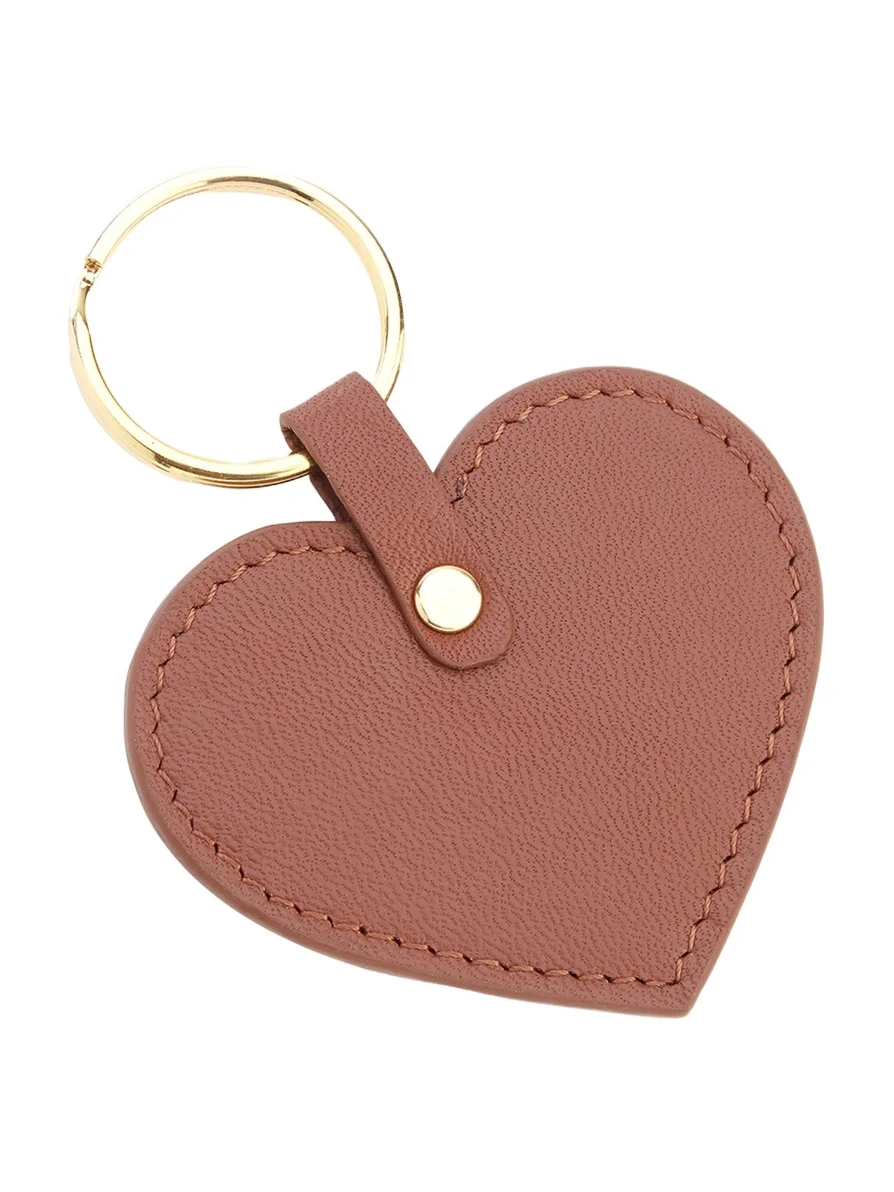 Monogrammed Leather Heart-Shaped Key Chain, Personalized