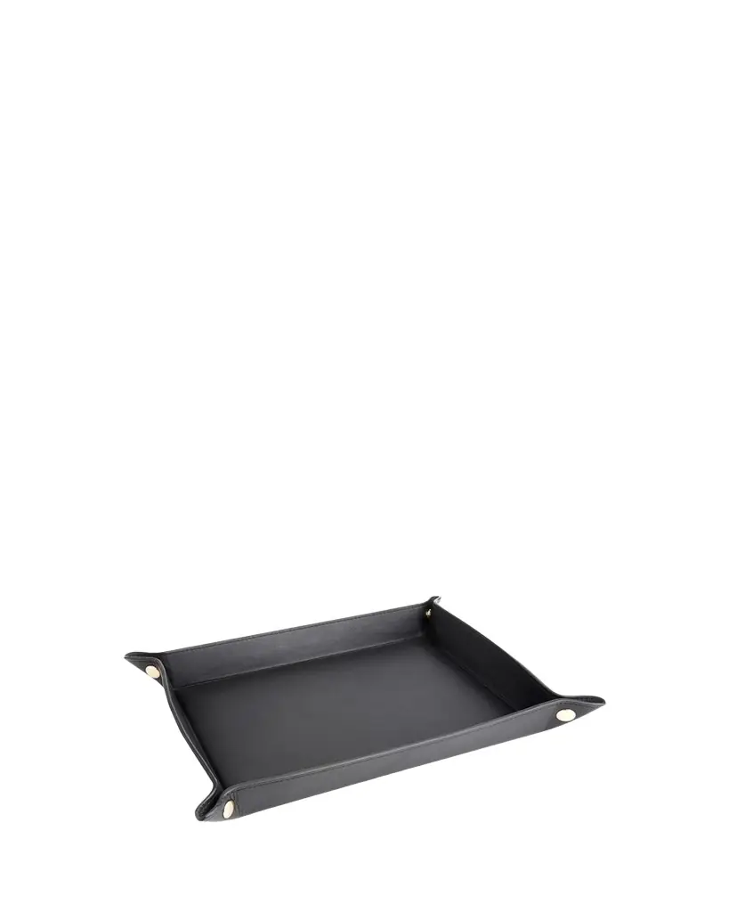 Royce New York Monogrammed Large Catchall Leather Valet Tray, Personalized