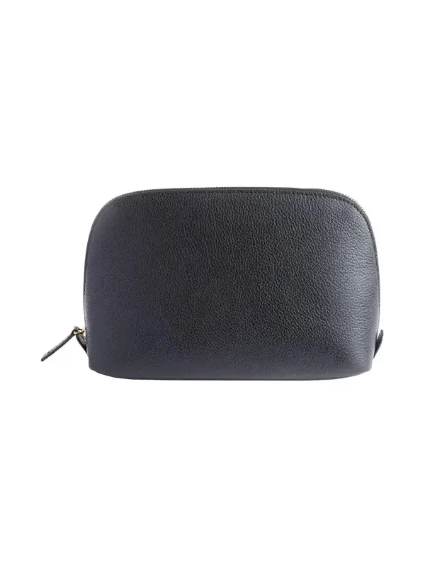 Monogrammed Large Leather Cosmetic Bag, Personalized Monogrammed Large Leather Cosmetic Bag, Personalized