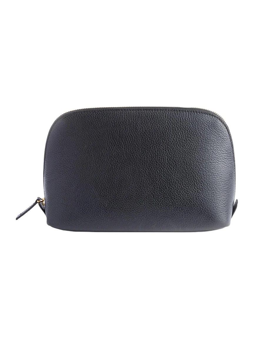 Monogrammed Large Leather Cosmetic Bag, Personalized