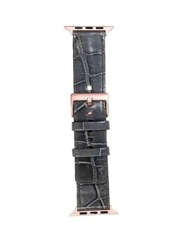 Abas Men's Apple Watch Alligator Watch Strap, Rose Gold Finish