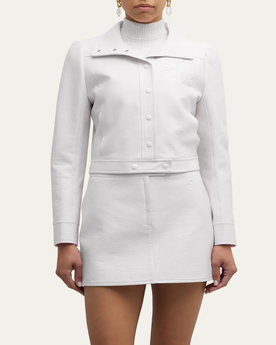 Courrèges Textured Vinyl Crop Jacket | Thumbnail 4 Courrèges Textured Vinyl Crop Jacket | Thumbnail 4