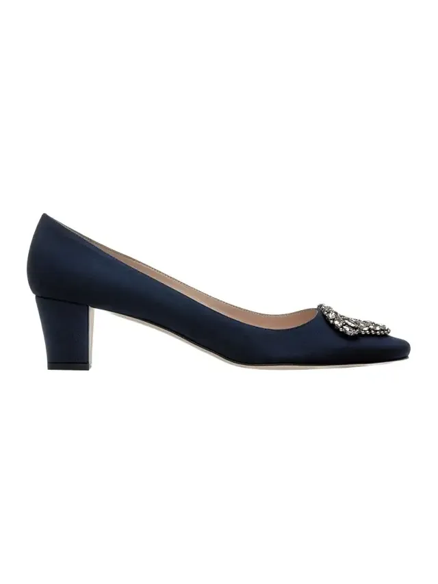Okkatto Crystal Silk Block-Heel Pumps Okkatto Crystal Silk Block-Heel Pumps